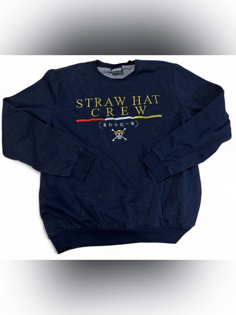 One Piece Straw Hat Crew Crewneck Sweatshirt Navy Blue BoxLunch Fleece M